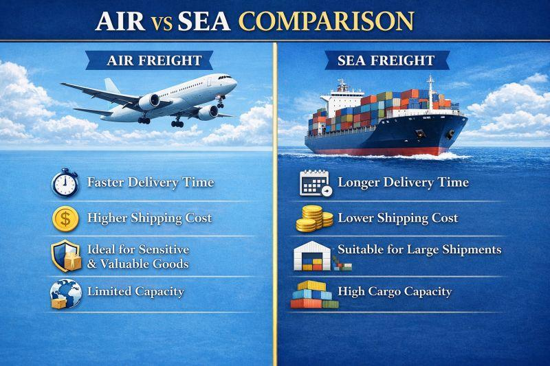 Comparación entre transporte marítimo y transporte aéreo para importar productos desde China