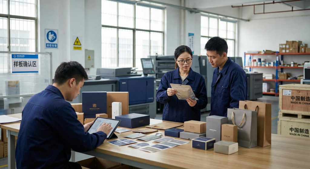 Proceso de preparación de mercancías en China con inspección embalaje y transporte hacia el puerto de exportación