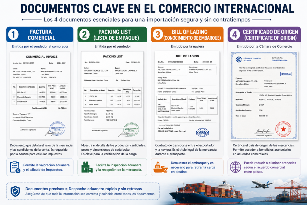 Documentos necesarios para importar productos desde China a América Latina