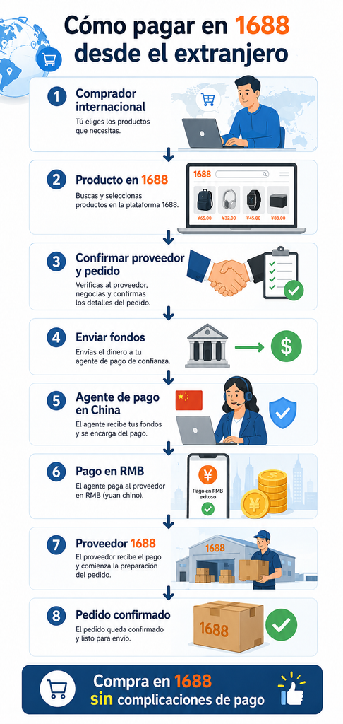 Cómo pagar en 1688 desde el extranjero mediante un agente de pago en China
