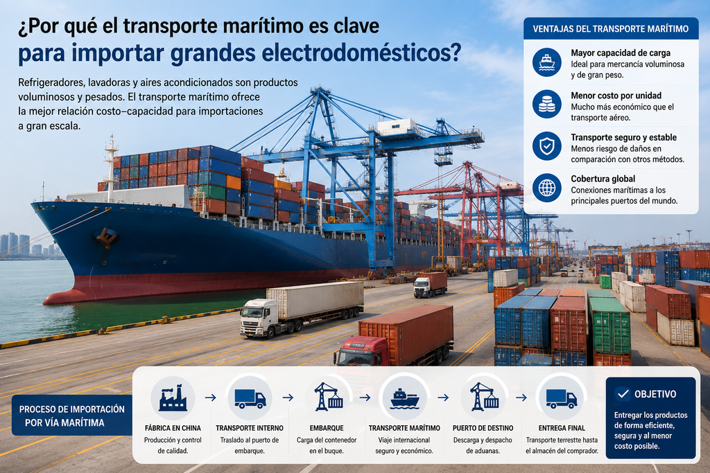 Buque portacontenedores utilizado para importar electrodomésticos desde China
