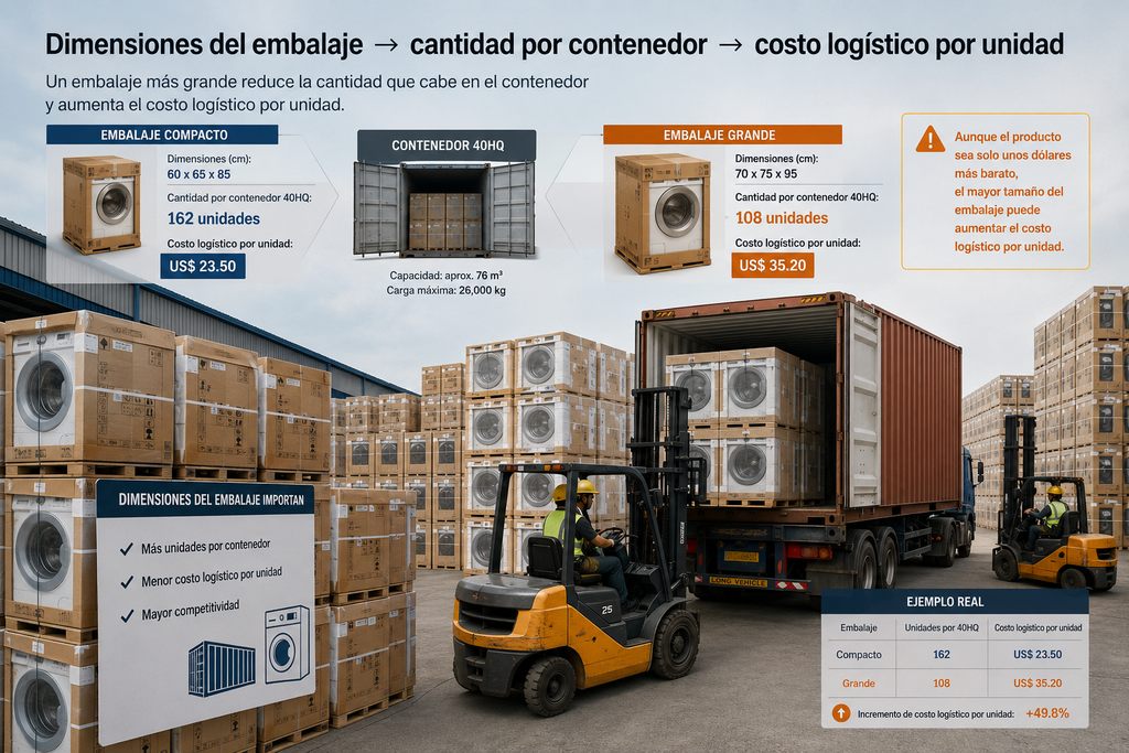 Almacén de lavadoras en China preparado para exportación y carga en contenedor