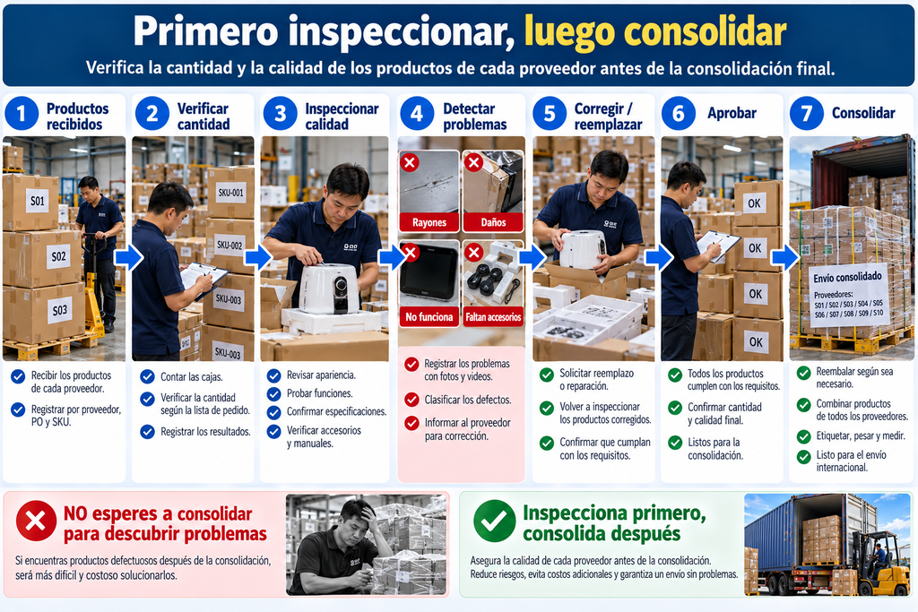 Cómo organizar productos de 10 proveedores chinos en un solo envío internacional